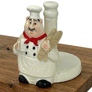 Fat Chef Paper Towel Holder Vintage Ceramic Bistro Kitchen Decor 1990